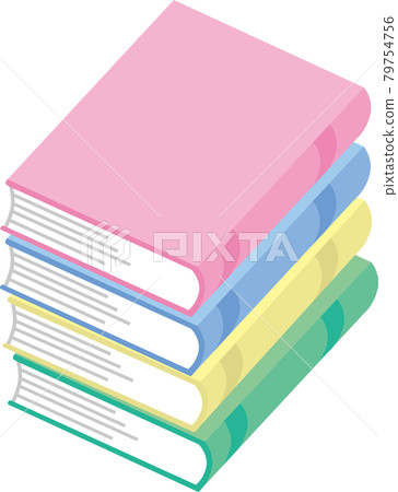 A book that opens to the right with four stacked books A book that opens to the right with four stacked books 79754756