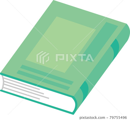 Closed right-opening book_Title Vertical_Green Closed right-opening book_Title Vertical_Green 79755496