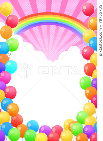 Radiation rainbow, many balloons, illustration background, vertical pink Radiation rainbow, many balloons, illustration background, vertical pink 79755735