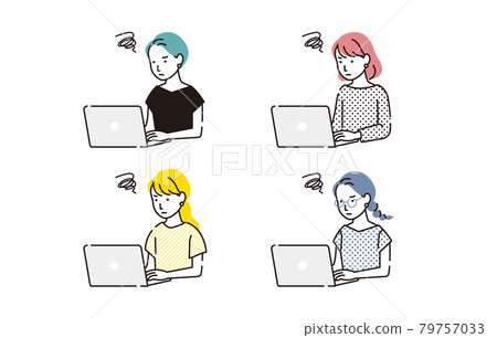 computer, female, lady - Stock Illustration [79757033] - PIXTA