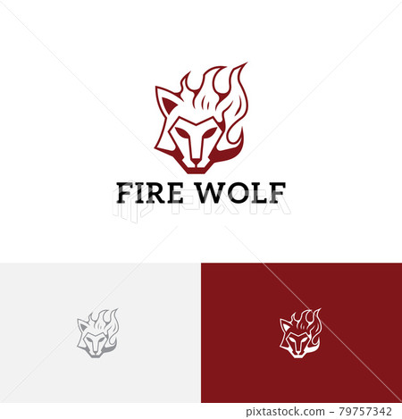 Hot Fire Wolf Head Flame Burn Logo 79757342