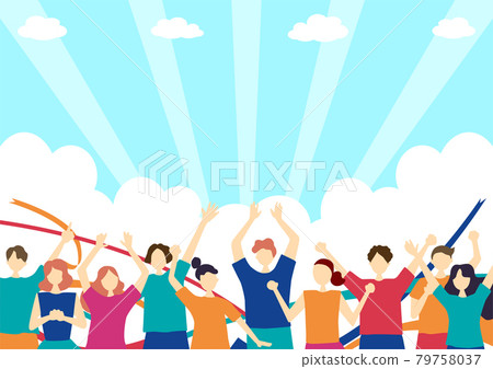 A large number of exciting people against the blue sky 79758037