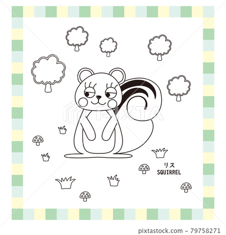 Cute animal series line drawing squirrel Cute animal series line drawing squirrel 79758271