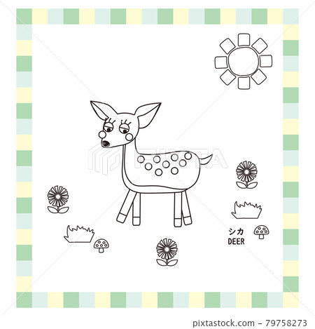 Cute animal series line drawing deer 79758273