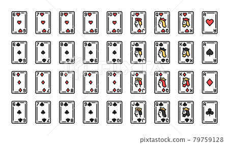 Collection playing cards olor line icon set. Gambling. Pictograms for web page, mobile app, promo. UI UX GUI design element. Editable stroke. Collection playing cards olor line icon set. Gambling. Pictograms for web page, mobile app, promo. UI UX GUI design element. Editable stroke. 79759128