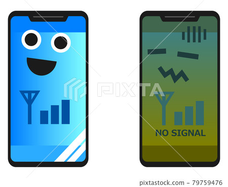 顯示智能手機無線電波接收狀態的人臉插圖 79759476