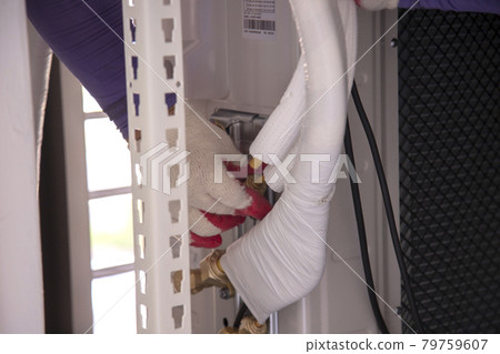 Installing an outdoor air conditioner unit in an apartment 79759607