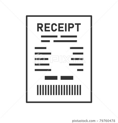 Gray receipt icon on white background. White background. 79760478