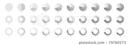 Segment slice sign. Pie chart gray icons. 10,2,4,5 segment infographic. Wheel round diagram part symbol. Circle section graph. Three phase, six circular cycle. Geometric element. Vector illustration Segment slice sign. Pie chart gray icons. 10,2,4,5 segment infographic. Wheel round diagram part symbol. Circle section graph. Three phase, six circular cycle. Geometric element. Vector illustration 79760573