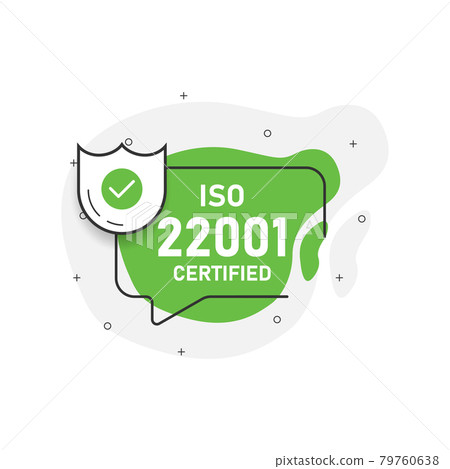 Green abstraction isolated sticker iso 22001 certified. Vector illustration. 79760638