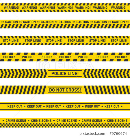 Big set of danger caution seamless tapes on white background. Vector illustration. 79760674