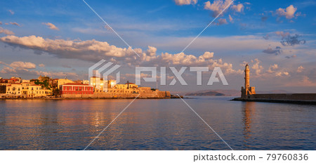 Picturesque old port of Chania, Crete island. Greece Picturesque old port of Chania, Crete island. Greece 79760836