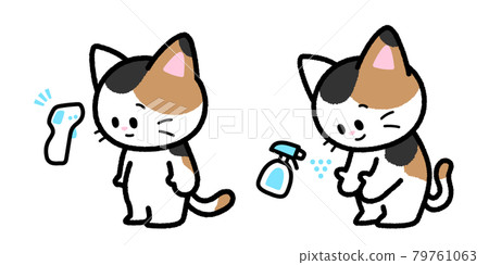 Calico cat that measures and disinfects 79761063