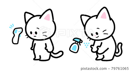 測量和消毒的白貓 79761065