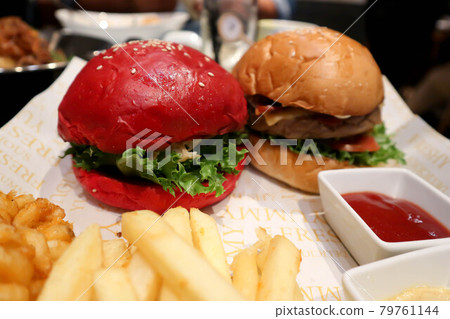 pork burger, beetroot burger or cheese burger pork burger, beetroot burger or cheese burger 79761144