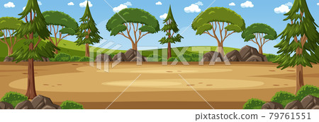Panorama landscape scene with river through the park Panorama landscape scene with river through the park 79761551