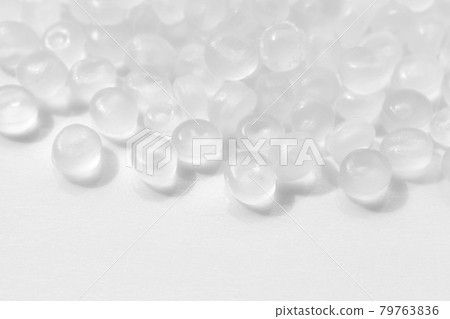 Close up picture of polypropylene granules, selective focus. 79763836