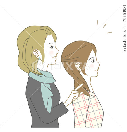 Western mother and daughter, pointing Western mother and daughter, pointing 79763981