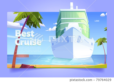 Best cruise cartoon landing page, liner in ocean Best cruise cartoon landing page, liner in ocean 79764029