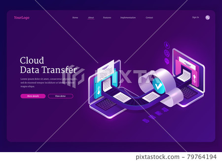 Vector banner of cloud data transfer 79764194