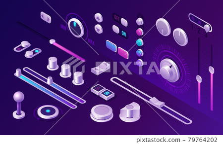 Isometric buttons, control panel app interface Isometric buttons, control panel app interface 79764202