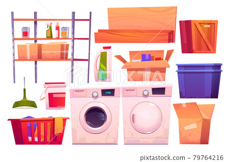 Storage room with laundry equipment 79764216