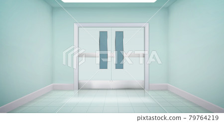 Doors in laboratory, kitchen, hospital or school 79764219