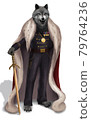 Realistic illustration of a warrior with a wolf head. 79764236
