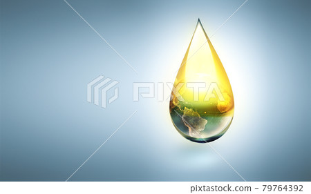 Oil drop with the world inside Oil drop with the world inside 79764392