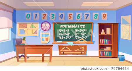 Mathematics classroom empty interior, school class Mathematics classroom empty interior, school class 79764424