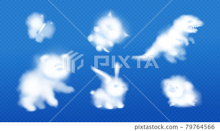 White clouds in shape of cute animals in blue sky 79764566