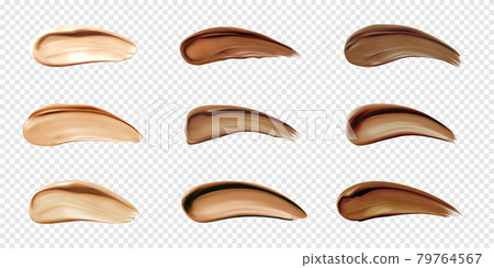 Cosmetic foundation swatches, smears of concealer 79764567