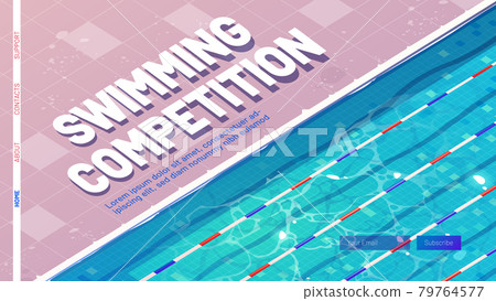 Swimming competition cartoon landing page, banner 79764577