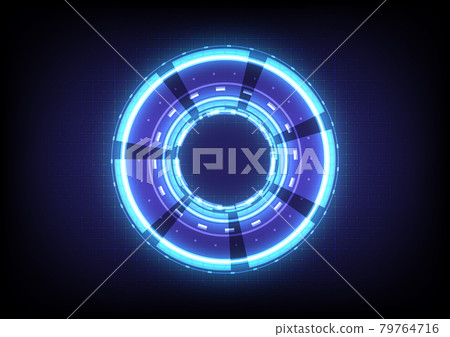 Science infographic. Element of computer data. Abstract hologram hi-tech background. Virtual reality technology electric innovation. Head-up display interface. Futuristic Sci-Fi glowing HUD circuit 79764716