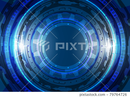Abstract high tech background. Virtual reality technology innovation. Head-up display interface. Futuristic Sci-Fi glowing HUD circuit. Digital infographic business 79764726