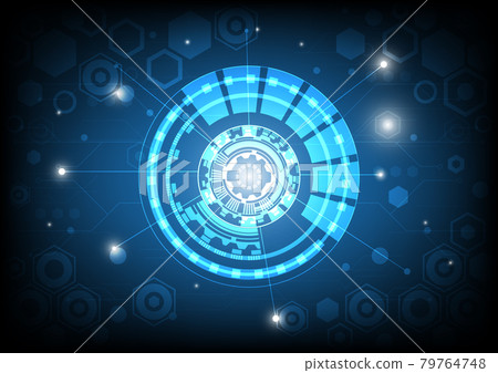 Futuristic Sci-Fi glowing HUD circle and sphere. Light effect. Abstract hi-tech background. Head-up display interface. Virtual reality technology innovation screen. Digital business. Geometrics of 79764748
