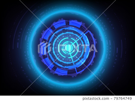 Futuristic Sci-Fi glowing HUD circle and sphere. Abstract hi-tech background. Head-up display interface. Virtual reality technology innovation screen. Light effect. Digital business Futuristic Sci-Fi glowing HUD circle and sphere. Abstract hi-tech background. Head-up display interface. Virtual reality technology innovation screen. Light effect. Digital business 79764749