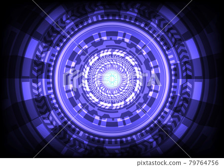 Head-up display interface. Futuristic Sci-Fi glowing HUD circle. Abstract hi-tech background. Virtual reality technology innovation. Digital business. Light effect 79764756