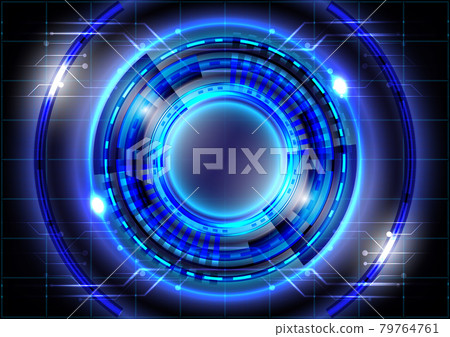 Neon light effect. Abstract hi-tech background. Virtual reality high technology innovation. Head-up display interface. Futuristic Sci-Fi glowing HUD circle . Digital business Neon light effect. Abstract hi-tech background. Virtual reality high technology innovation. Head-up display interface. Futuristic Sci-Fi glowing HUD circle . Digital business 79764761