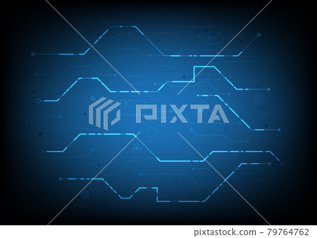 PCB Trace Data Transfer. High-tech technology digital background. Circuit board 79764762