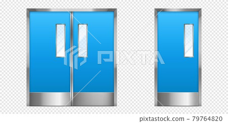 Metal doors with glass elements, 3d vector entry Metal doors with glass elements, 3d vector entry 79764820