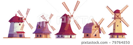 Old windmills, vintage stone and wooden wind mills Old windmills, vintage stone and wooden wind mills 79764850