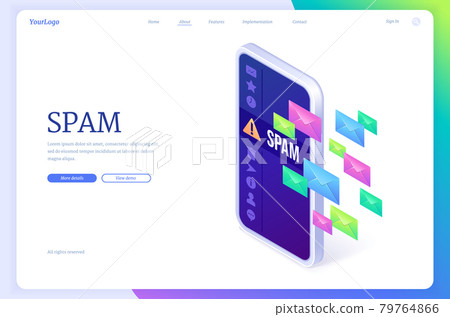 Spam isometric landing page with letter envelopes Spam isometric landing page with letter envelopes 79764866