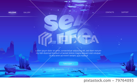 Sea life cartoon web page with ocean underwater Sea life cartoon web page with ocean underwater 79764893