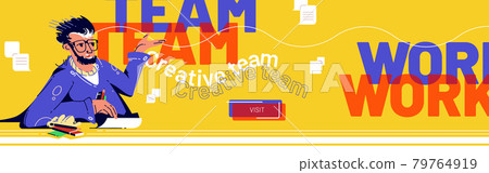 Vector landing page of teamwork, creative team 79764919