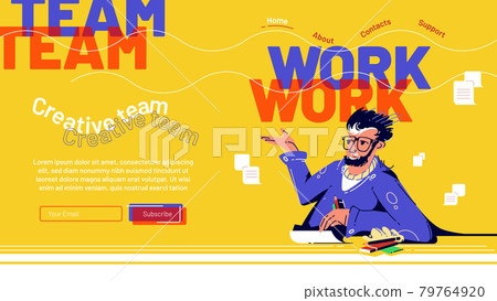 Vector landing page of teamwork, creative team Vector landing page of teamwork, creative team 79764920