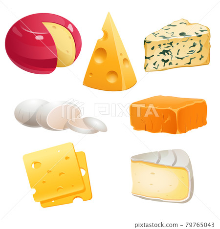 Set of cheese types roquefort, brie and maasdam 79765043