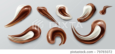 Chocolate strokes, brown liquid ganache smears Chocolate strokes, brown liquid ganache smears 79765072