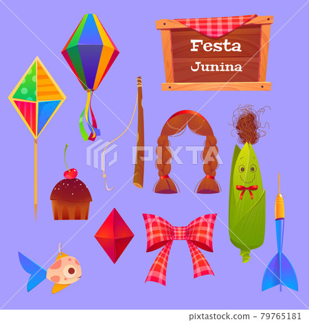 Festa Junina set with corn and paper lantern 79765181