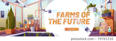 Farms of future poster with glass greenhouse Farms of future poster with glass greenhouse 79765310